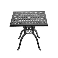 Living and Home Cast Aluminum Square Outdoor Dining Table, Black, 80 cm | Black