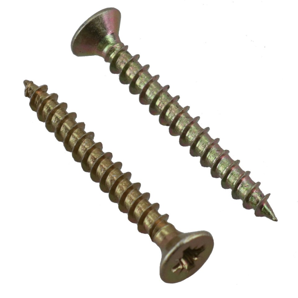 image 1 of 3mm x 25mm Countersunk Wood Chipboard Screw Fasteners PZ1 Drive 130pc