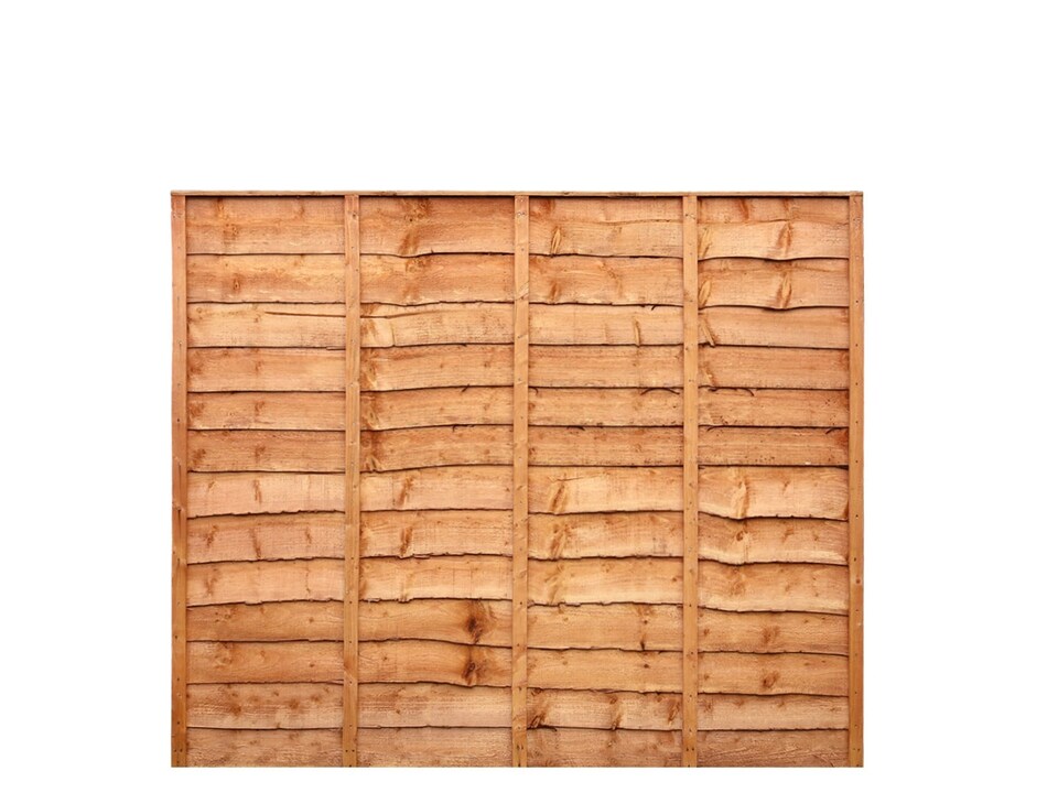 image 1 of eDecks Overlap Waney Edge Timber Fence Panels, 6ft x 5ft - Pack of 5
