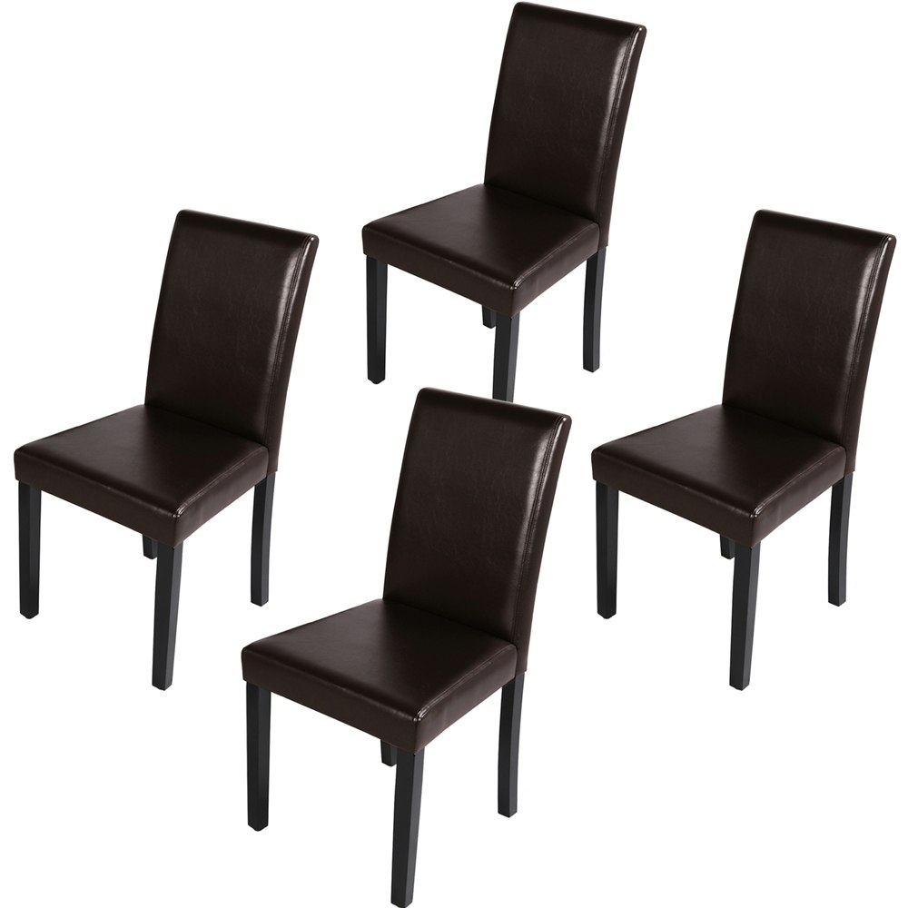 Yaheetech Set of 4 Faux Leather Dining Chairs with Rubberwood Legs