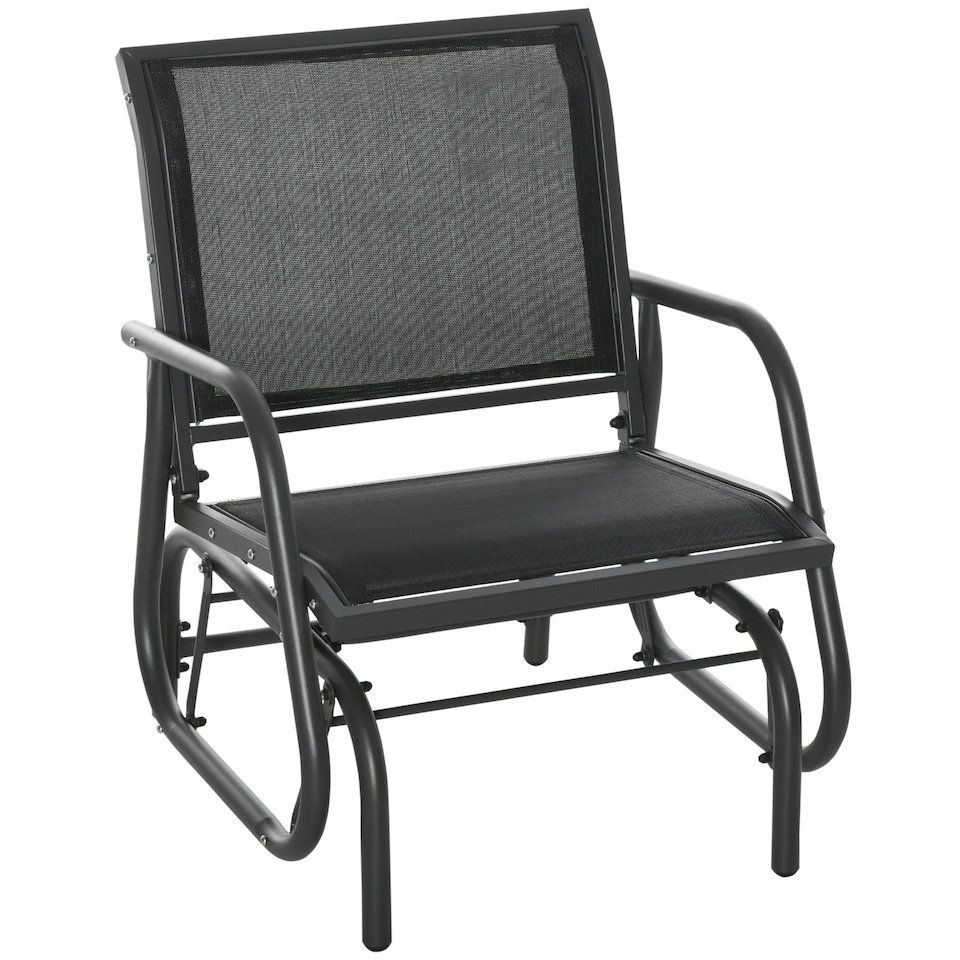 image 1 of Outsunny Outdoor Gliding Swing Chair Garden Seat w/ Mesh Seat Curved Back Steel