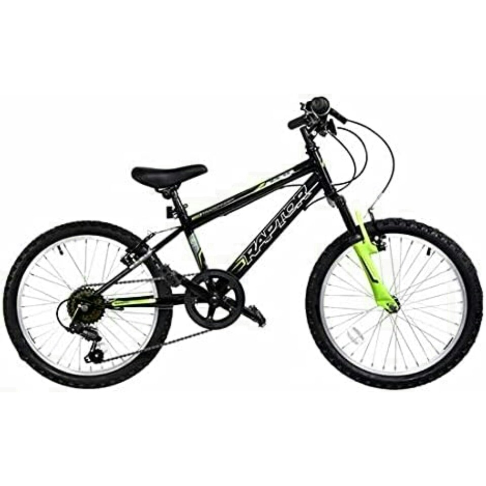 Basis Raptor Junior Hardtail Mountain Bike, 20" Wheel - Gloss Black/Green