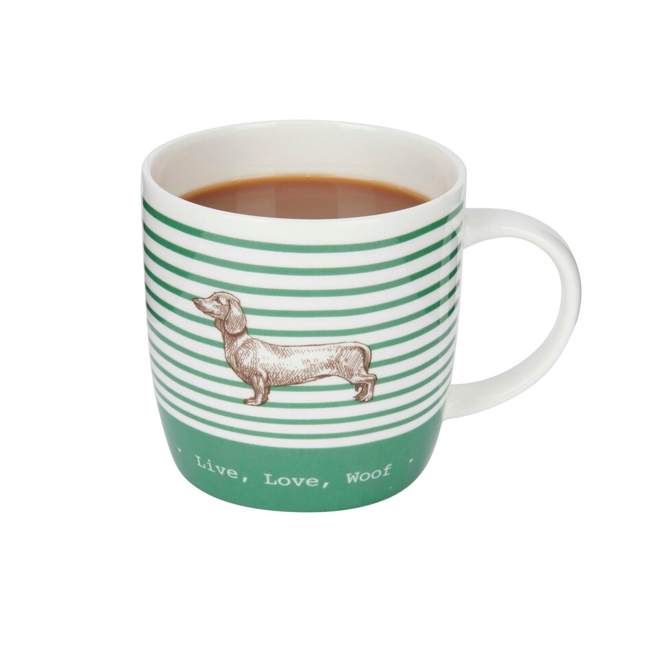 image 1 of KitchenCraft China 425ml Stripe Dog Barrel Shaped Mug Multi