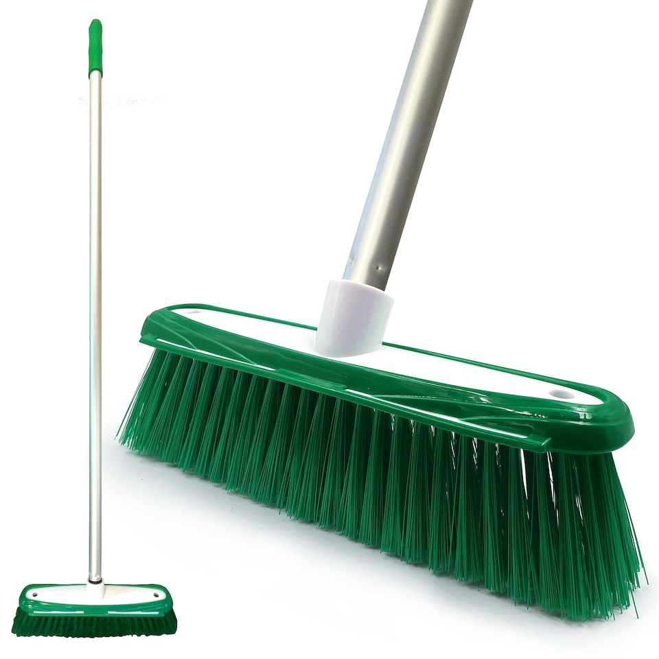 image 1 of TDBS Colour Coded Indoor Sweeping Broom with Scraper