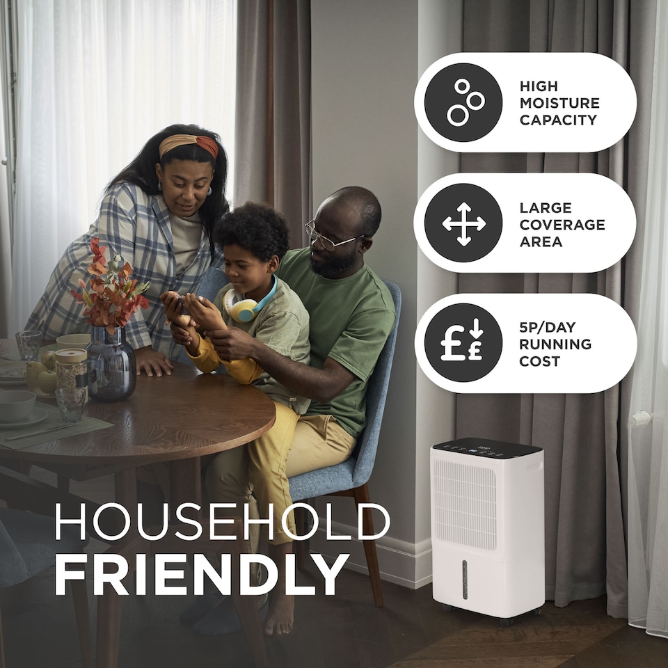 image 1 of DMD 16L/Day Dehumidifier for Home Damp with Digital Humidity Display, 24H Timer, Continuous Drainage