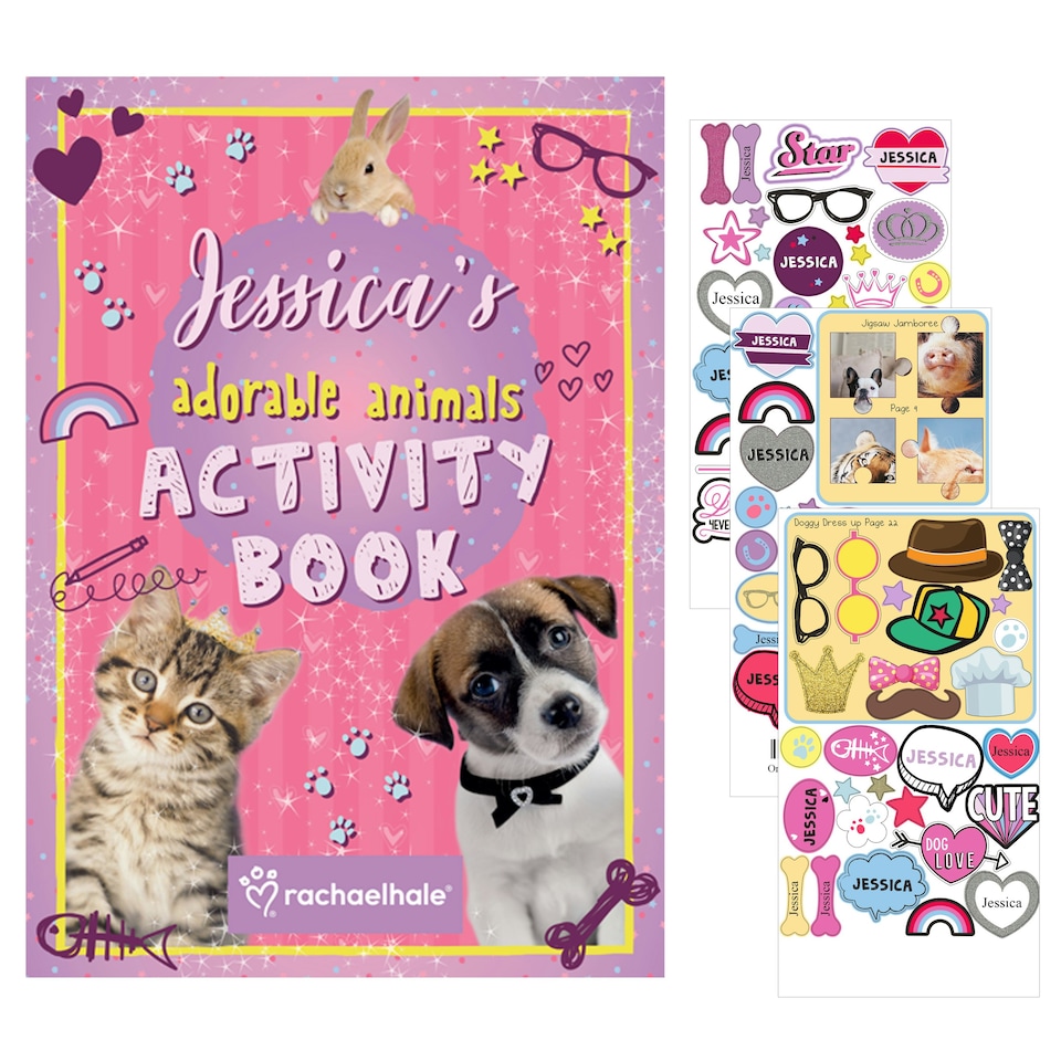 image 1 of Personalised Rachael Hale Adorable Animals Activity Book With Stickers