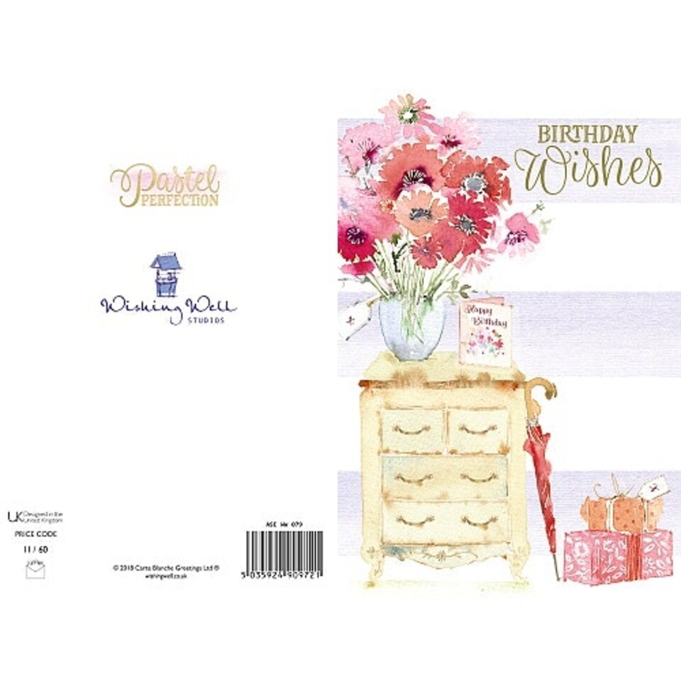 image 1 of Happy Birthday Wishes Vase Of Flowers Card