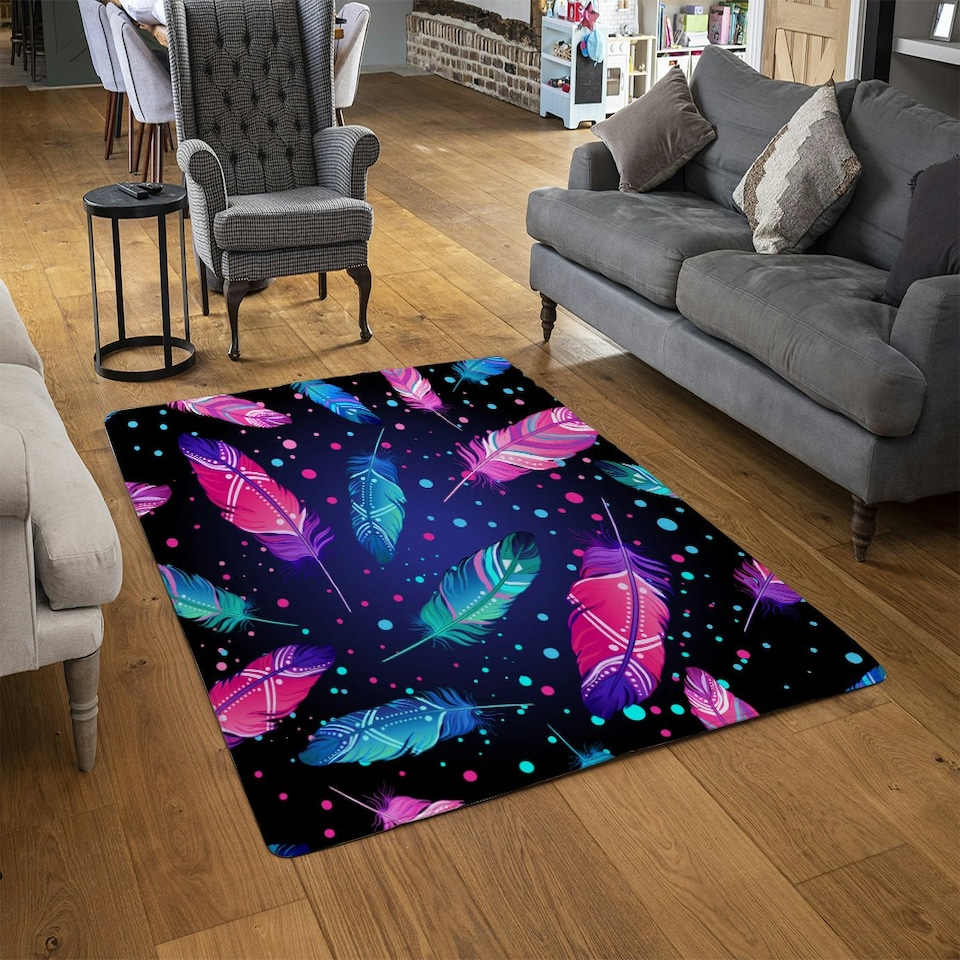 image 1 of Painted bird feathers (Rug) Multi | XL: 160x230cm
