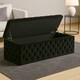 image 2 of 180cm Wide Lux Ottoman Storage Box, Black Velvet Upholstered Chesterfield Storage Ottoman Box