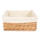 image 3 of Large Lined Straight-Sided Rectangular Wicker Tray | Brown | Brown | Large