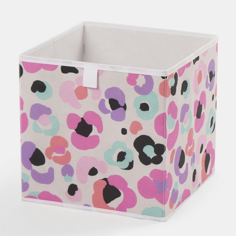 image 1 of OHS 4 Pack Folding Storage Leopard Print Cubes Space Saving Home Bedroom Clothes Toy Organiser Multi