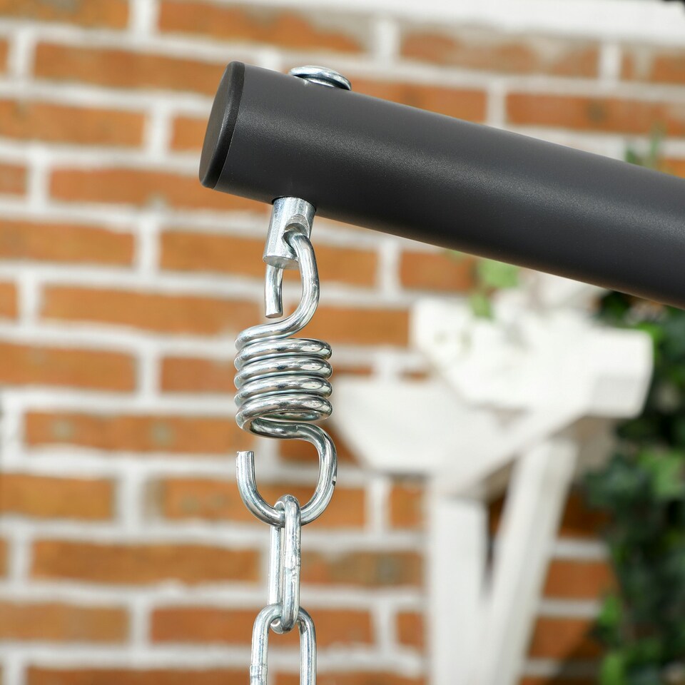 image 1 of Outsunny PE Hanging Swing Chair w/ Thick Cushion, Patio Hanging Chair, Black