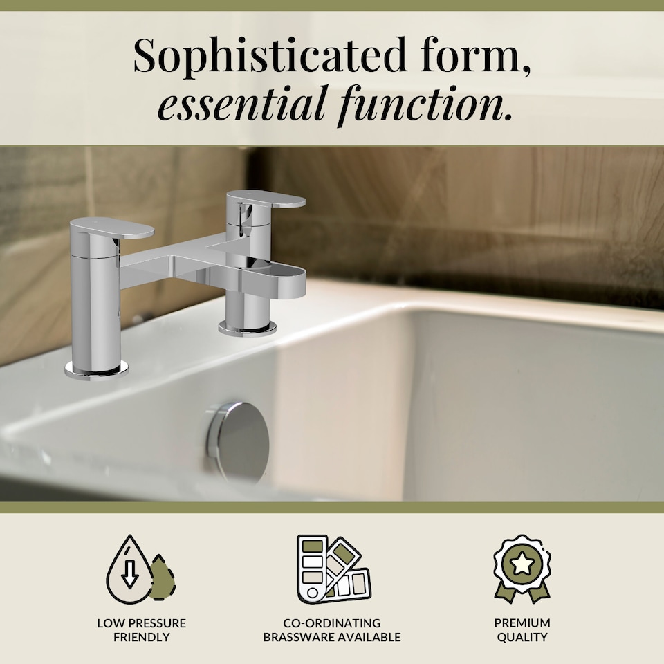 image 1 of Cascade Round Deck Mounted Bath Tap - Chrome | Silver | Chrome | 1