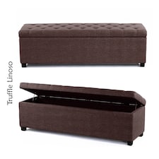 Linoso Chesterfield Truffle Ottoman Storage Box with Square Wooden Legs - Upholstered Blanket Box (137W x 40D x 45H cm)