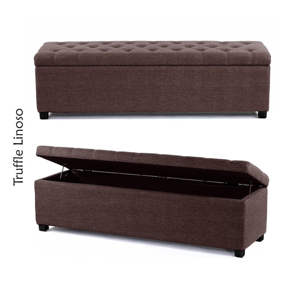 Linoso Chesterfield Truffle Ottoman Storage Box with Square Wooden Legs - Upholstered Blanket Box (137W x 40D x 45H cm)