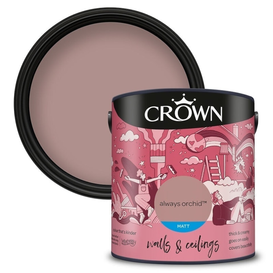 image 1 of Crown Walls & Ceilings Matt 2.5L Always Orchid