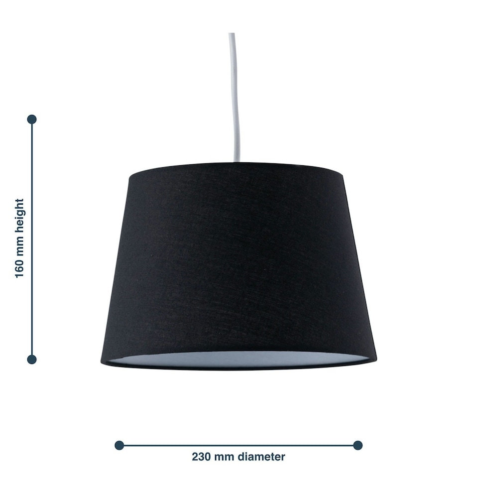 image 1 of Black Cotton 23cm Tapered Cylinder Pendant or Lamp Shade Black