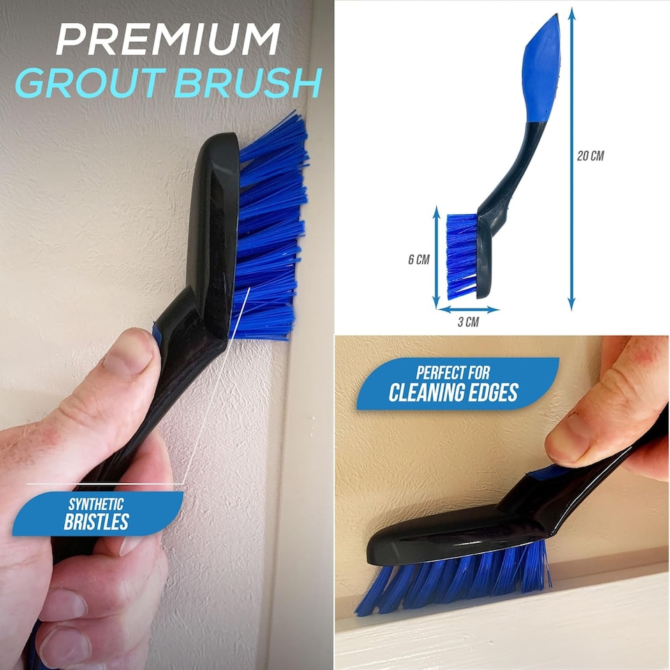 image 1 of Grout Tile Cleaning Brush Removes Mould and Dirt Removal Narrow Stiff Brushes for Kitchen & Bathroom | Blue | Black, Blue | 1