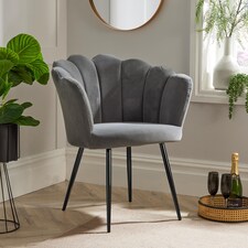 Boucle Fabric Scallop Shell Chair Wing Back Armchair Sofa | Grey