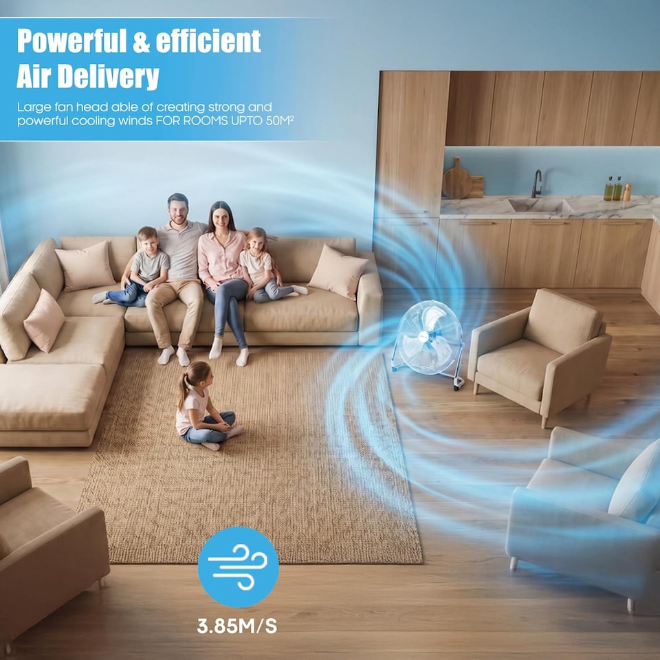 image 1 of PureMate 20-Inch High-Velocity Chrome Floor Fan