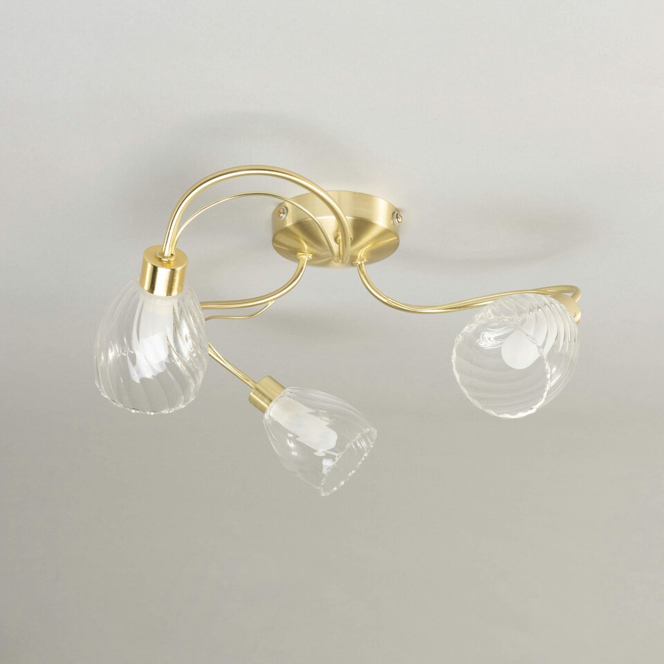 image 1 of BHS Arya 3 Light Flush Bathroom Ceiling Light | Gold | Satin Brass | 1