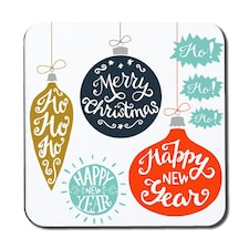Vintage christmas baubles with merry christmas (coaster)