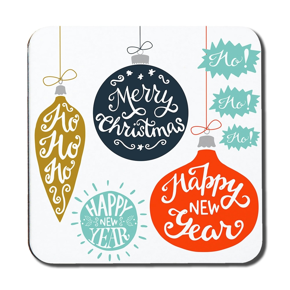 Vintage christmas baubles with merry christmas (coaster)