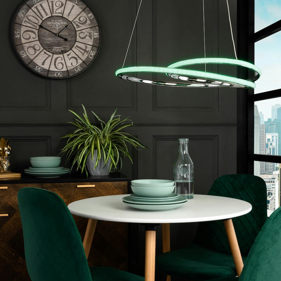 image 1 of BHS Renzo Colour Changing LED Ceiling Pendant, Chrome