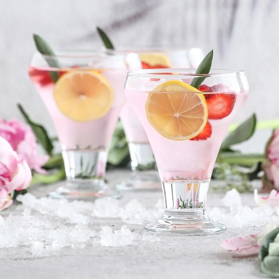 image 1 of Clear Glass Footed Dessert Bowl Ice Cream Sundae Fruit Cocktail Salad Cups 305ml | Clear | 4 Glasses
