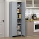 image 2 of HOMCOM Kitchen Cupboard Storage Cabinet with 6 Shelves Grey