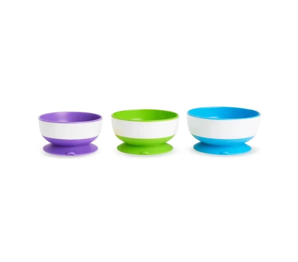 image 1 of Baby Feeding Bowls Stay Put Suction 3 Pack Non-Spill Munchkin 6m+