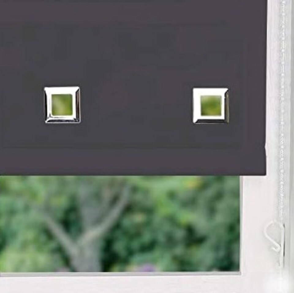 image 1 of 150cm Black Square Eyelet Edge Roller Blind | Black | Black