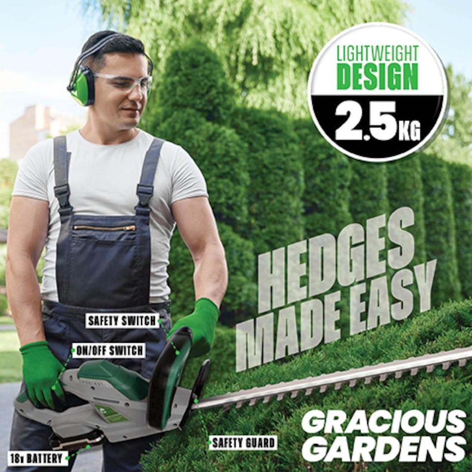 image 1 of Gracious Gardens 18V Cordless Hedge Trimmer 1 Battery & 1 Charger | Green | Green | 1