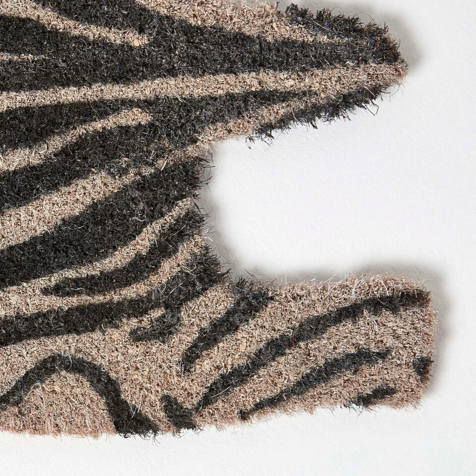 image 1 of Homescapes Zebra Shaped Coir Animal Print Non-Slip Doormat