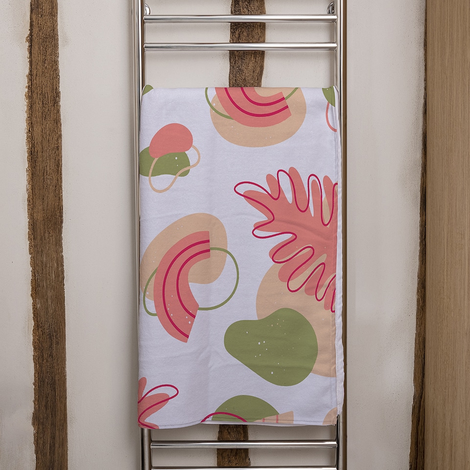 image 1 of botanical elements with line art Designer Bath Towel | Multi