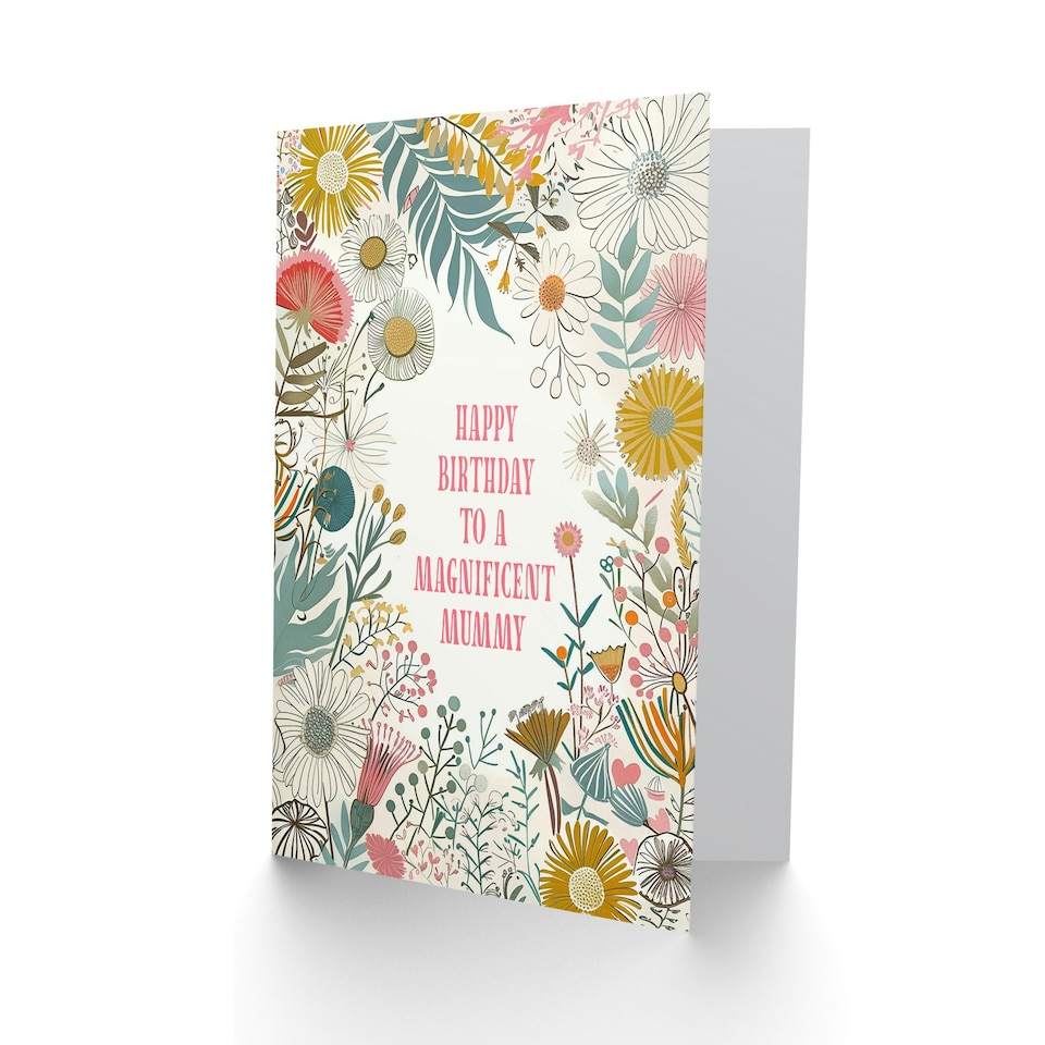 image 1 of Modern Floral Wildflower Boho Elegant Mummy Birthday Card