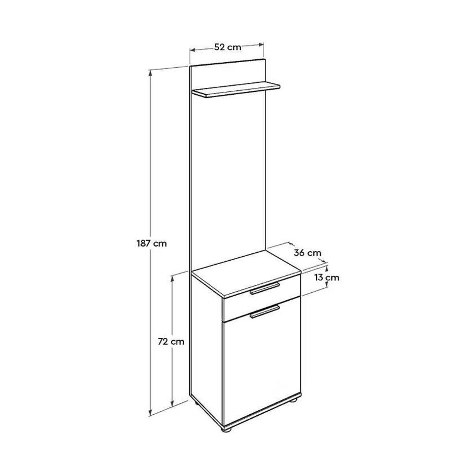 image 1 of Adore White Hall Stand with Drawer, Hooks & Shoe Cupboard - Entryway Organiser White