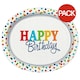 image 1 of Unique Party Rainbow Paper Polka Dot Happy Birthday Party Plates (Pack of 8) - Multicoloured - One Size