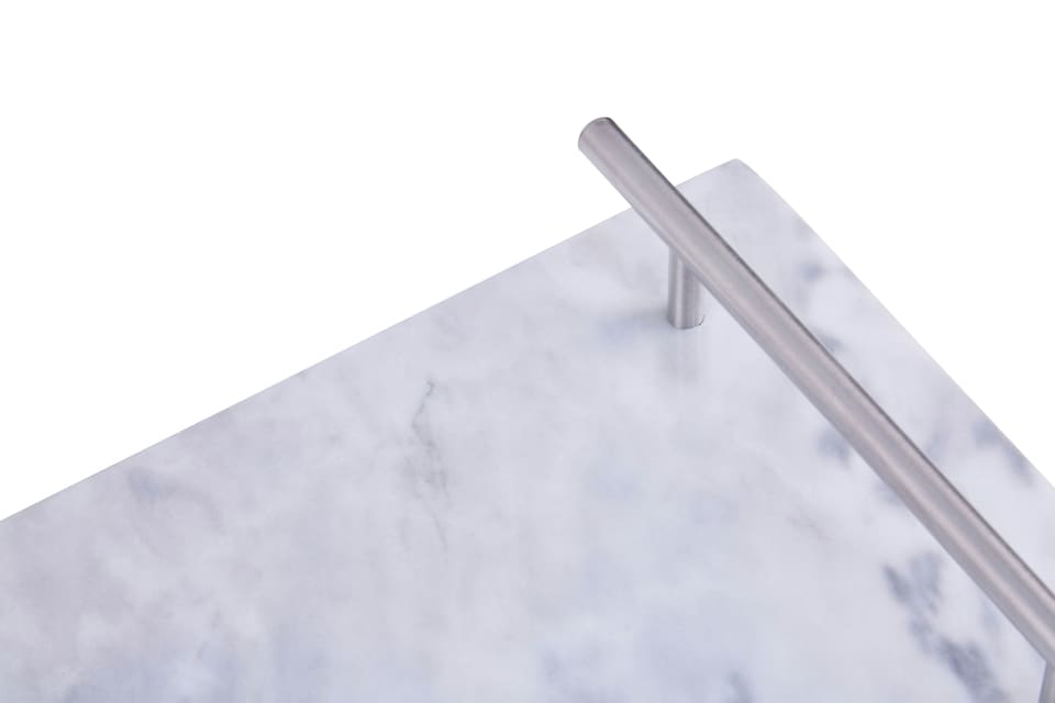 image 1 of Interiors By Premier Grey Marble Serving Board With Silver Handles, Durable Natural Stone Tray For Kitchen Use | Grey