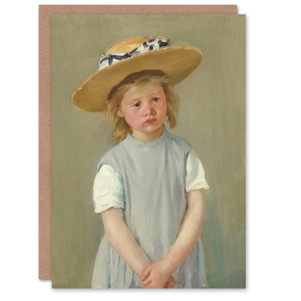 image 1 of Mary Cassatt Art Card Child in a Straw Hat Painting