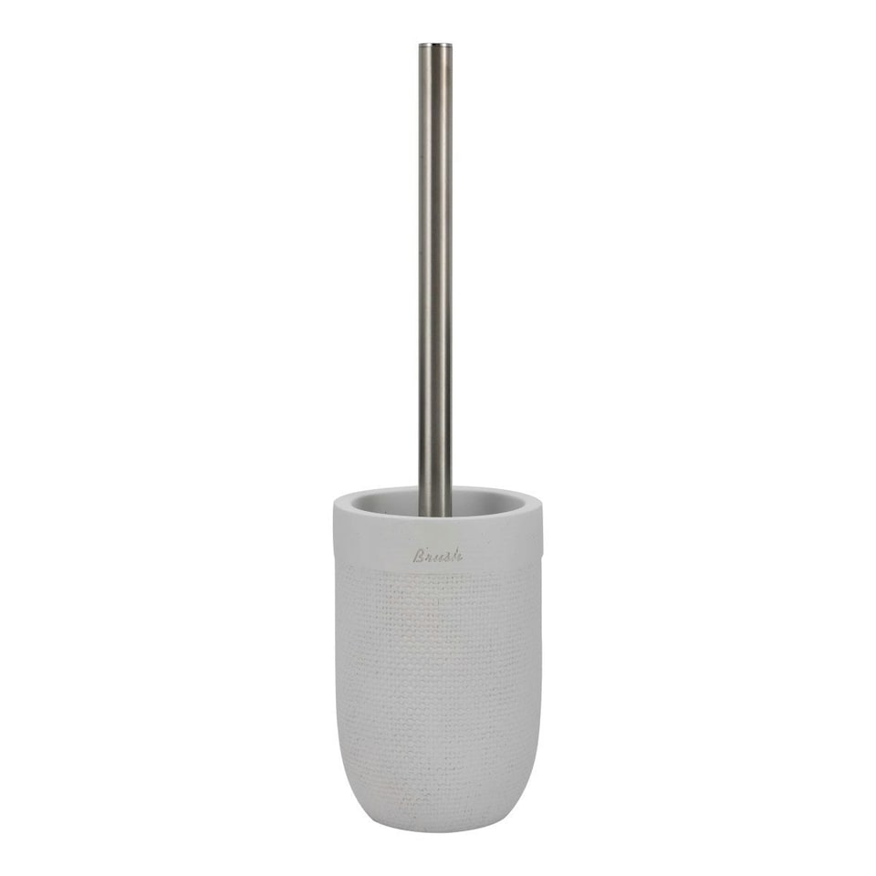 Toilet Brush DKD Home Decor 10 x 10 x 37 cm Cement Stainless steel White White
