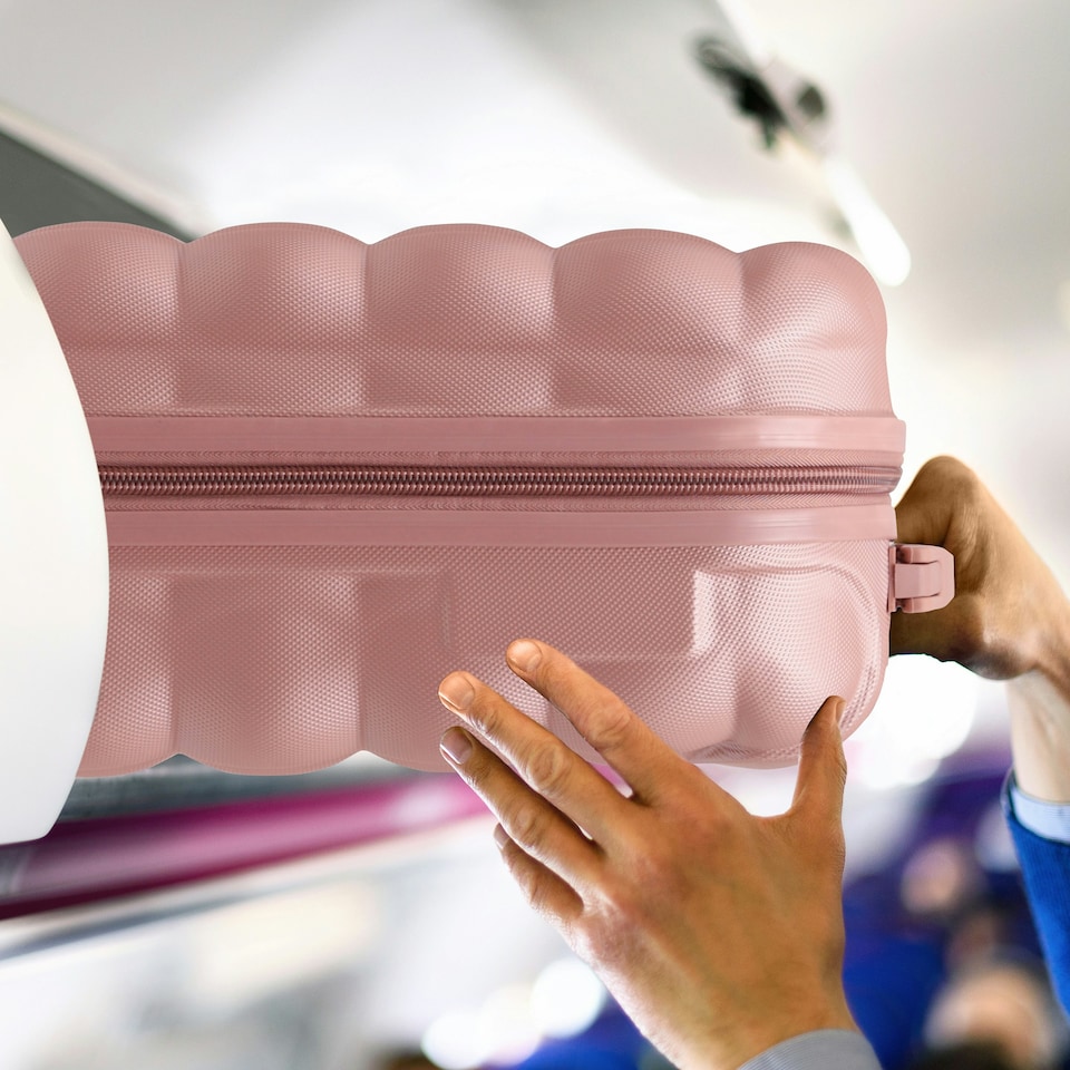 image 1 of Flight Knight Bubble Suitcase - Ryanair easyJet Jet2 Approved - 8 Wheel Carry Cabin Hardcase 55x35x20cm Pink | Rose Gold | Cabin Bag