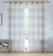 image 5 of Pair of Santorini Natural Linen Look Stripe Panels with Eyelet Header 229CM