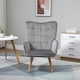 image 5 of HOMCOM Upholstered Tufted Wingback Armchair with Seat Padding, Grey