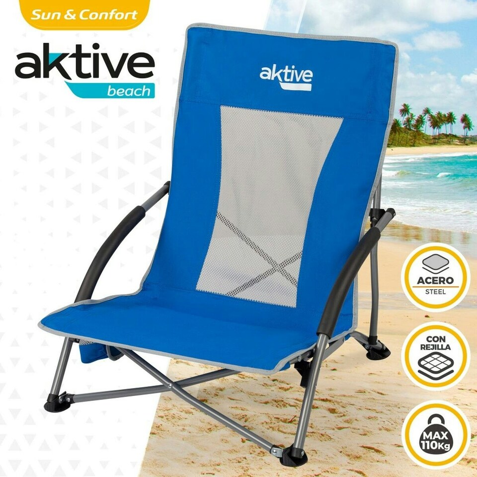 image 1 of Beach Chair Aktive Blue 50 x 67 x 51 cm (4 Units) N/A