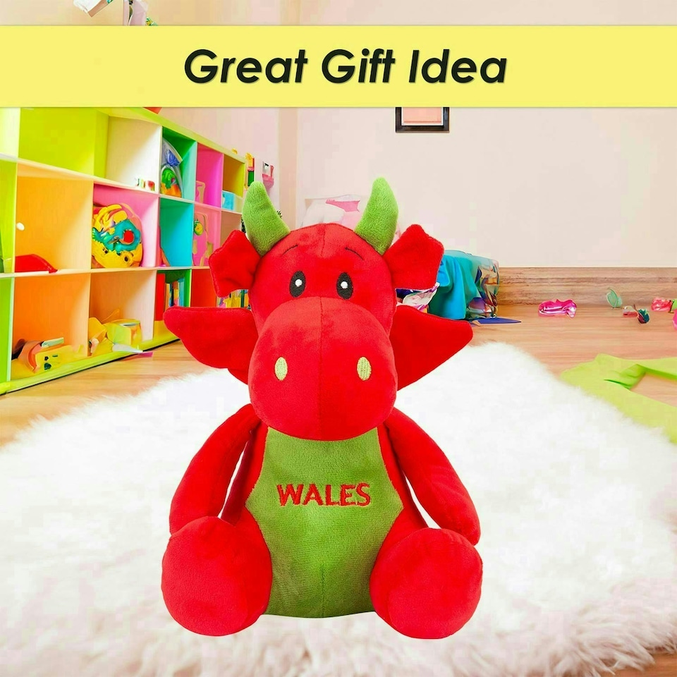 image 1 of Red Dragon Soft Toy Cute Plushie Huggable Cuddly Stuffed Toy Gift 27cm Red