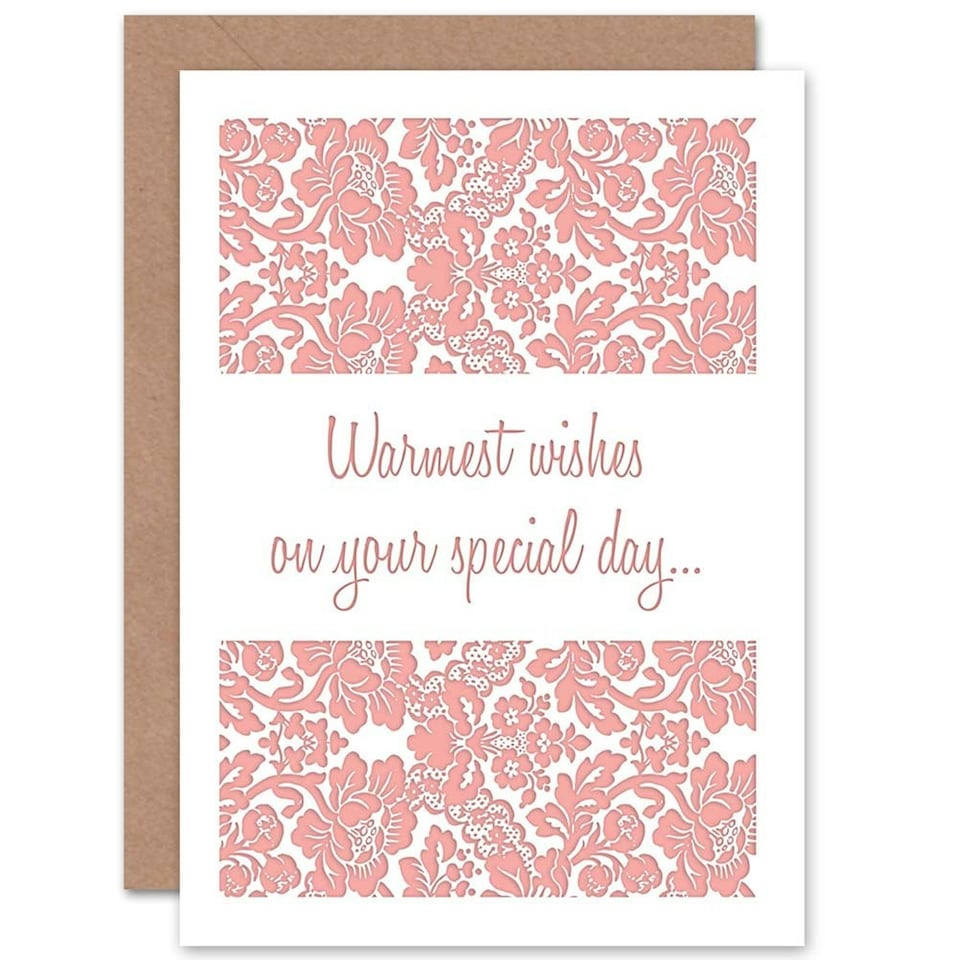 image 1 of Warmest Wishes Elegant Floral Pattern Wedding Card