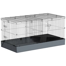 PawHut Guinea Pig Cage, 2 in 1 Rabbit Cage Pet Playpen for Hedgehogs, Black