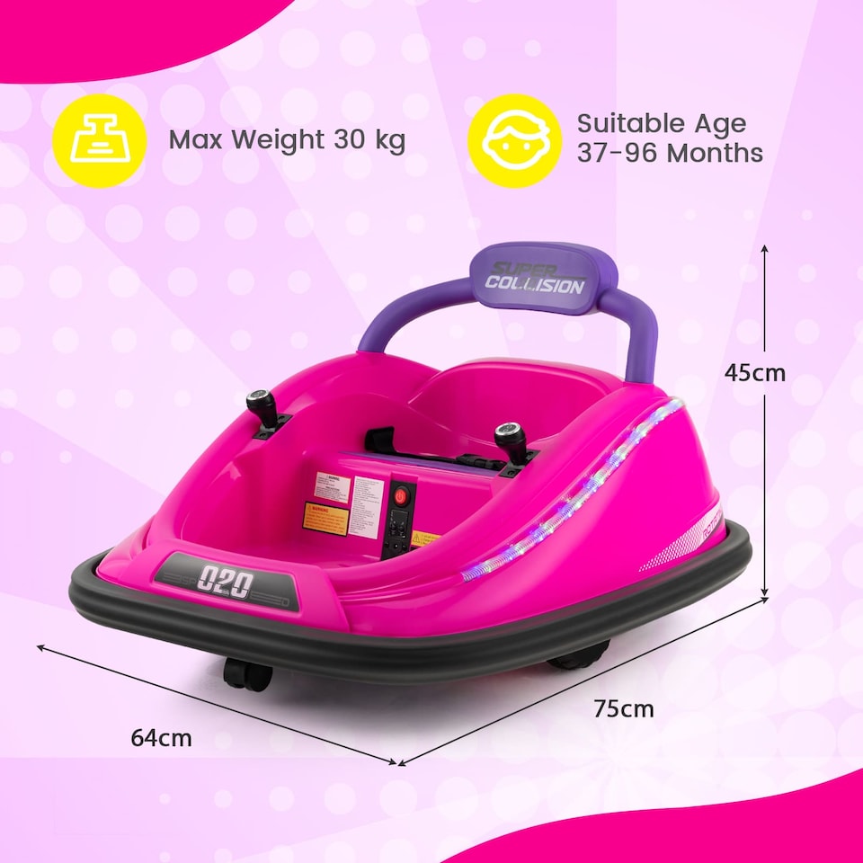 image 1 of COSTWAY Kids Ride-On Bumper Car 12V Electric Car Pink