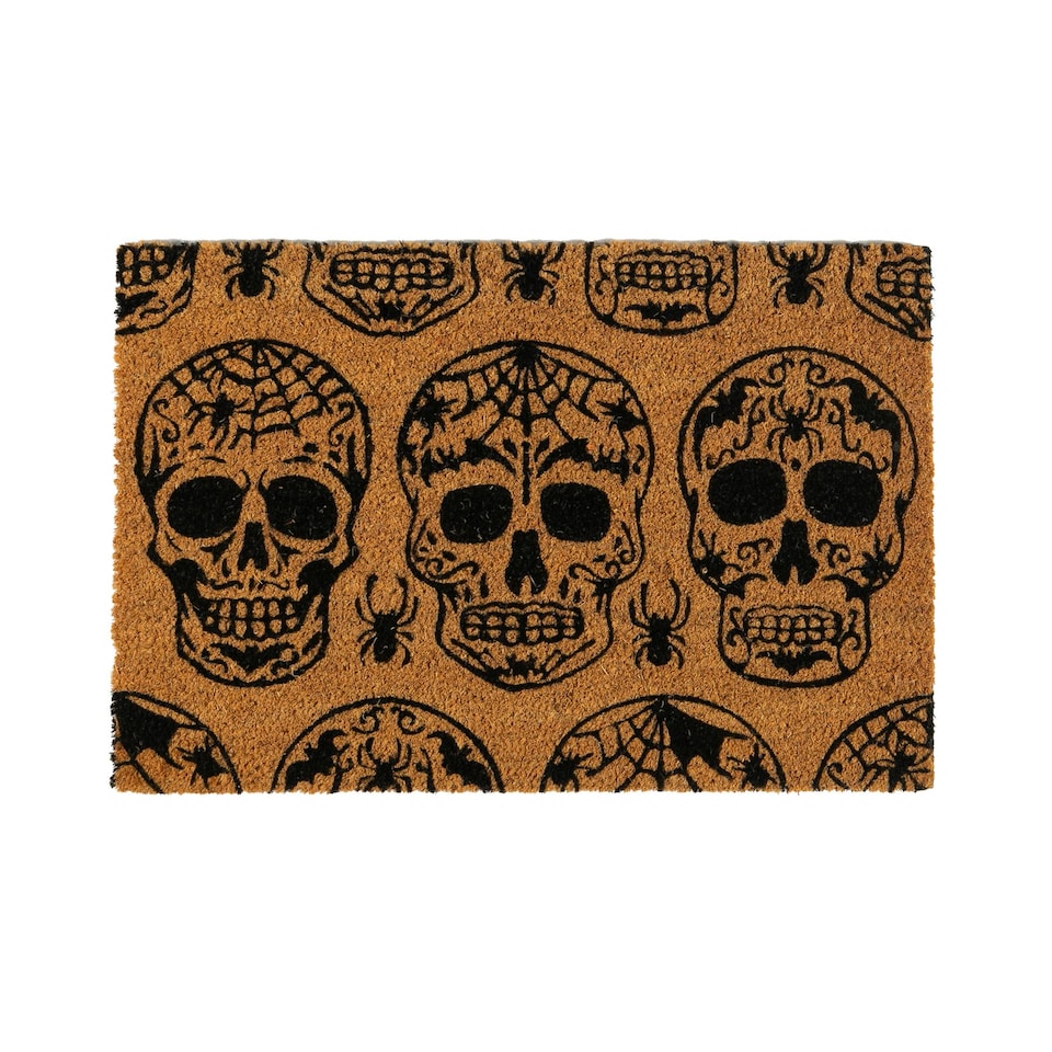 image 1 of Nicola Spring Halloween Coir Door Mats - 60 x 40cm - Day of the Dead - Pack of 2